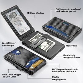 umoven Wallet for Men - with Money Clip Slim Leather Slots Credit Card Holder RFID Blocking Bifold Minimalist Wallet (Money Clip Inside)