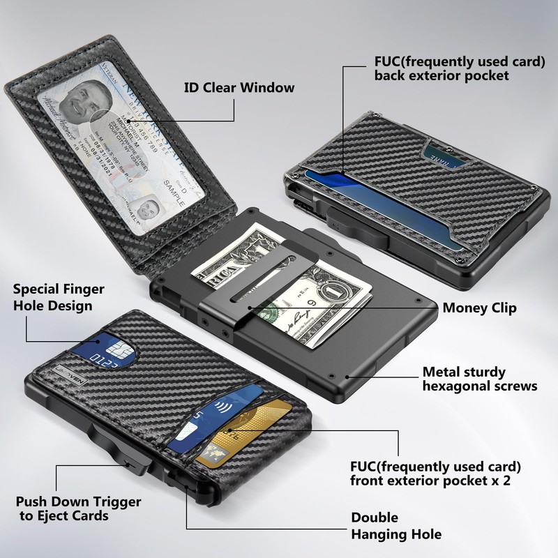 umoven Wallet for Men - with Money Clip Slim Leather