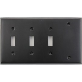 Classic Accents Stamped Steel Oil Rubbed Bronze Four Gang Wall Plate - Three Toggle Switch Opening One Blank