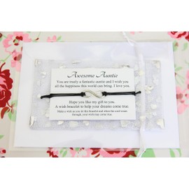 Lucor Aunty Auntie Aunt Gifts,Christmas Birthday Gift,Awesome Auntie Infinity Wish String Bracelet,Gift for Aunty,Aunt,Aunty from Niece Nephew(Black)