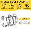 Hose Clamps Assortment Kit, 20Pcs 1/4"-7/16" (6-12mm) Adjustable Worm Gear
