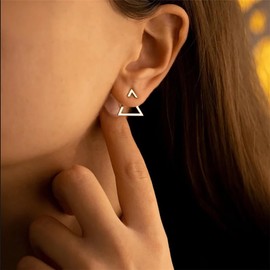 KKJOY Water Droplet Stud Earrings Stainless Steel Geometric Square Stud Earrings Dainty Ear Jacket Fashion Triangle Earrings Jewelry Gift for Women Charming Ladies