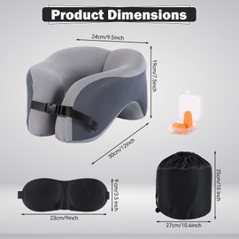 2-in-1 Neck Pillow, Memory Foam Travel Neck Pillow, Airplane Travel Neck Pillow, 360 Degree Comfort and Breath Neck Pillow, Stowable U-Shaped Pillow with 3D Eye Mask and Soft Foam Earplugs-Upgraded