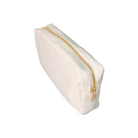 La Sorella Nylon Chenille Makeup Bag, Customizable Pouch Bag, Water-resistent travel bag (White)