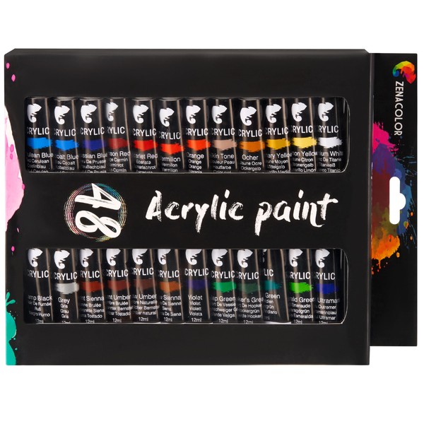 Zenacolor Set of Acrylic Paints - 12 ml each, Water-Based