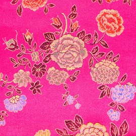 Chinese Floral Brocade Fabric, 36 Inches/91 cm Wide, Luxurious Decorative Woven Material with Intricate Embroidery Designs, Home Décor Fabric, and Cushion Covers(Cerise - 1 Metre)