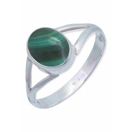 mantraroma Ring 925 Silver Hardin with Gemstone, Sterling Silver Gemstone Sterling silver Malachite gemstone, Malachite