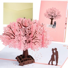 Cherry Blossom Pop Up Card ，Anniversary Pop Up Card, Engagement, Congratulations on Wedding card, Birthday, Valentines For Her, Couple Uk 3D Card,Thank You Card
