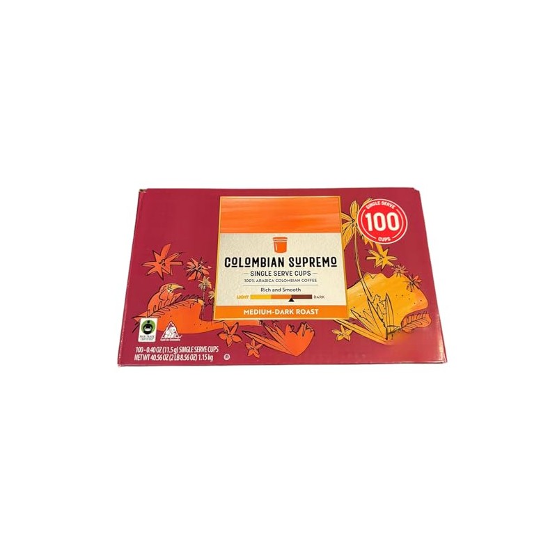 Colombian Supremo Arabica Medium-Dark Roast Coffee Pods, 100 ct. Compatible
