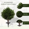 AUMMOOH 15.7 inch Height Set of Two Artificial Cypress Topiary
