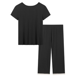 Joyaria Womens Summer Viscose Made from Bamboo Pajamas Cooling Lightweight Ultra Soft PJs (Black, Medium)