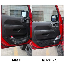 SUNPIE 2PCS Metal Front Door Storage Pocket Storage Box, Door Side Insert Organizer Box Pockets Compatible with 2018-2025 Wrangler JL 2/4 Doo-r Compatible with Jeep JL Accessories