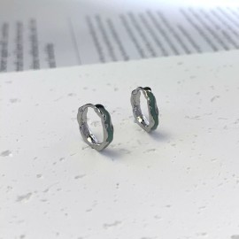 Unbranded 925 Silver Plated Green Ripple Small Hoop Earrings for Men Women,Unisex Earrings