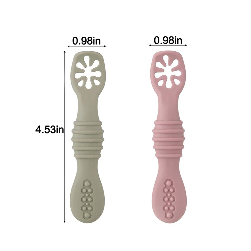PandaEar 7 Pack Baby Spoons, Soft Silicone Self-Feeding Utensils for