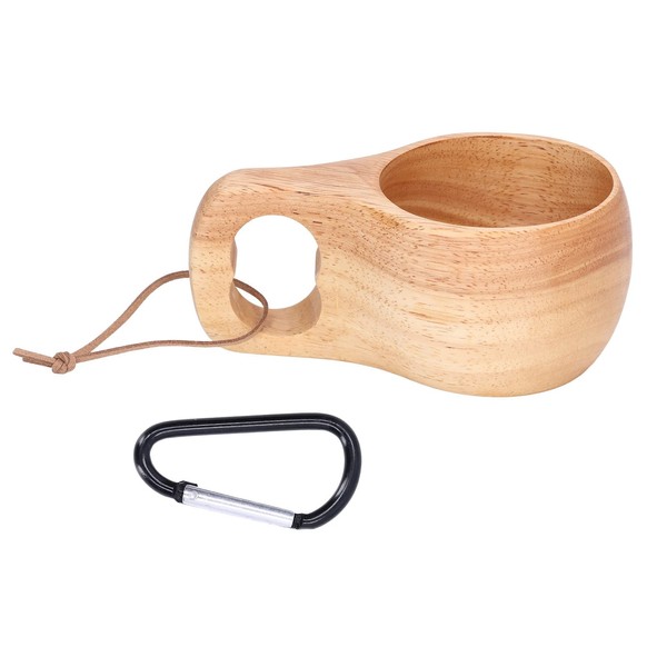 Creative Nordic Style with Handle Hanging Wooden Finnish Cup Rubber Wood Whole Wooden Cup Buckle Handy Cup Latte Coffee Cup for Home Office