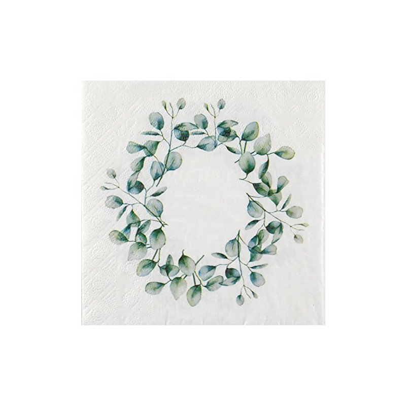 Botanical Wreath Napkins | Green Floral Wedding Birthday Tea Party
