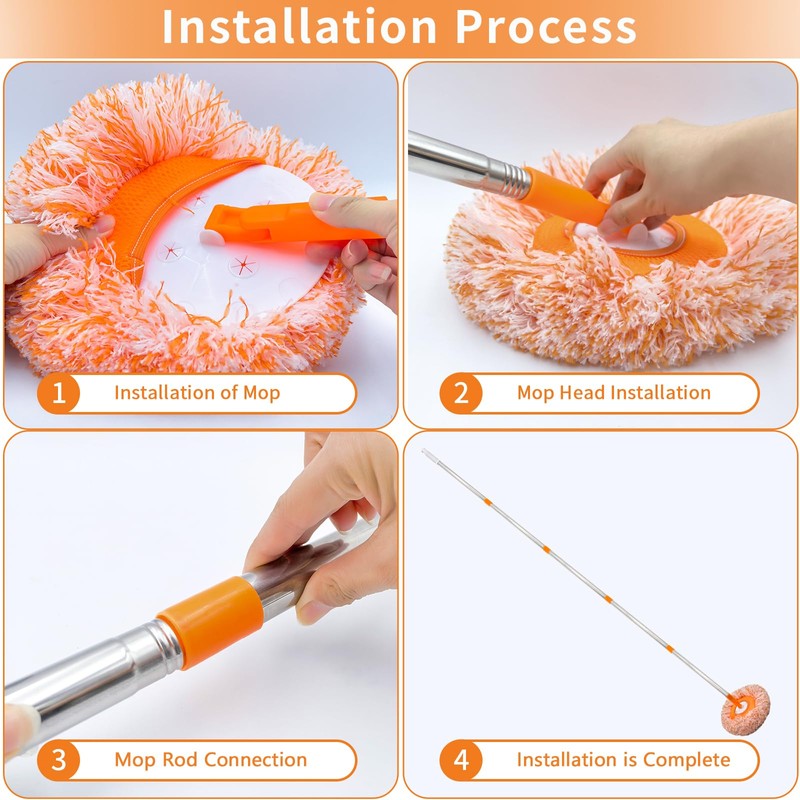 360 Rotatable Adjustable Cleaning Mop with 5 Mop Head, 78