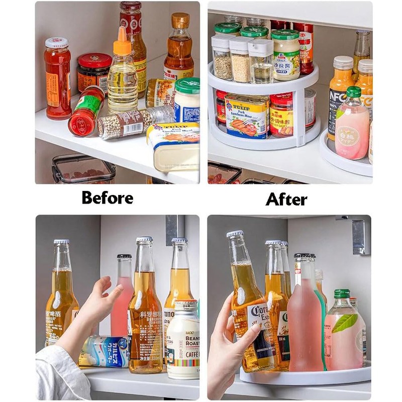 2 Tier 10 Inch Non Skid Spice Rack Turntable, 25cm