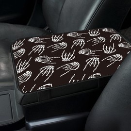 AFYEWKC Car Center Console Cover, Universal Soft Large Neoprene Auto Armrest Seat Box Cover, Funny Car Decor Accessories Fit for Most Cars, Vehicles, SUVs Cool Black Skull Hands