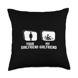Your Girlfriend My Girlfriend Funny Recumbent Bicycle Throw Pillow