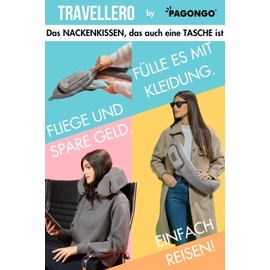 TRAVELLERO Fillable Neck Pillow, Travel Pillow Bag, Neck Pillow Aeroplane, Neck Roll, Travel Essentials, Neck Pillow, Travel Pillow, Travel Pillow, Medium Grey