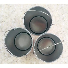 Greenbrier 3pc VALENTINE HEARTS Mini Tin Bucket Pail LOT/SET of 3