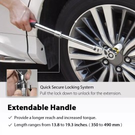FIRSTINFO F3222ND 1/2-Inch Drive Locking & Flexible Extendable Ratchet Wrench...