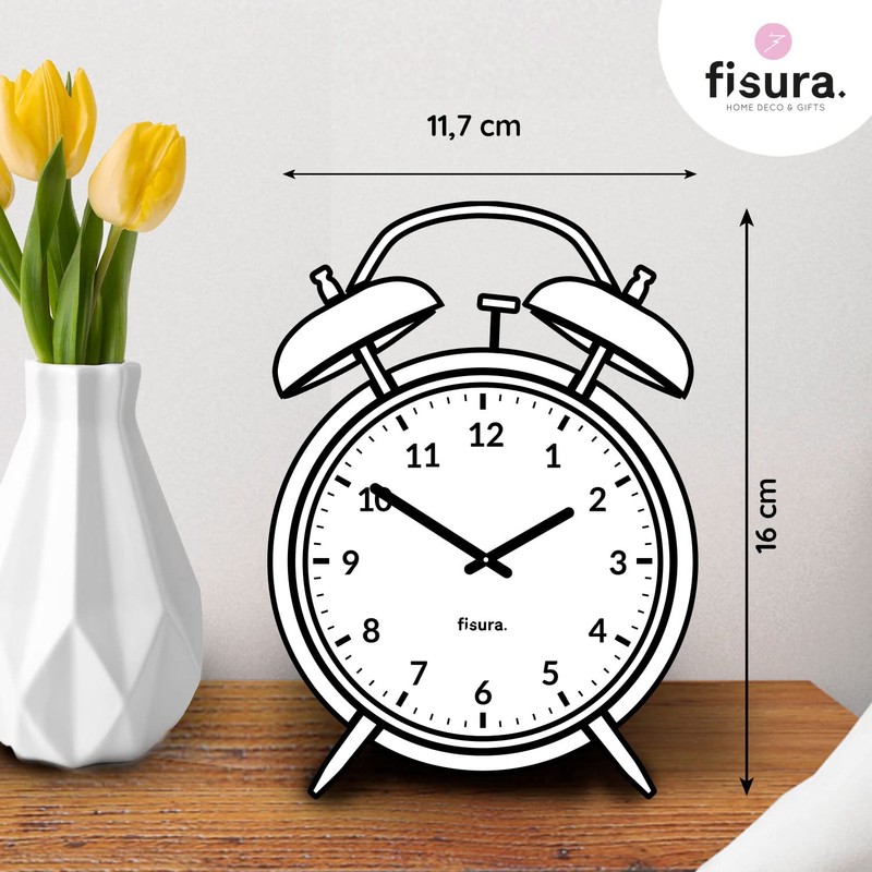 FISURA Analogue Alarm Clock, Metal, Black, Standard
