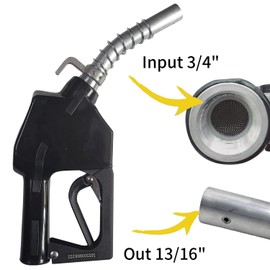 BORRITT Black 3/4"inch NPT Automatic Shut-Off Fuel Nozzle With Hook+Filter Fuel Refilling Tool Used for diesel,gasoline,kerosen (13/16"Spout Max Flow Rate 16 GPM)