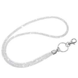 YQQYG Glitter Breakaway Lanyard, White Lanyards for Neck with Safety Breakaway, Sparkly Lanyard for Keys ID Card Holder Keychain