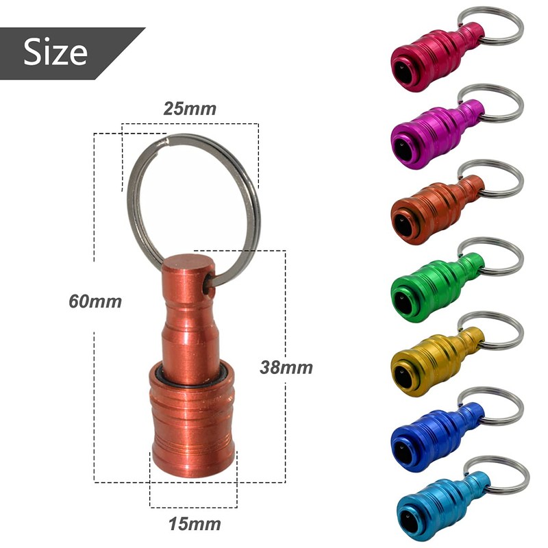 Saipor 7pcs Portable Keychain Drill Screwdriver Bit Holder Aluminum Alloy