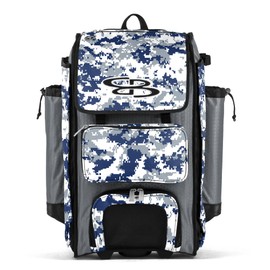 Boombah Catchers Superpack Hybrid Digital Camo Bat Bag PS-9060-3000C23 Gray/Royal Blue - Wheeled & Backpack Version