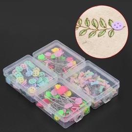 Pack of 300 Multicoloured Pins, Glass Head Pins, Glass-Headed Pins, 4 Boxed Buttons for Patchwork, Hand Sewing, DIY Needles, Crafts, Projects, Sewing and Crafts, Type 2