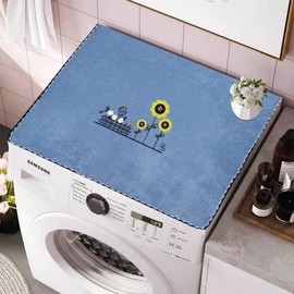 Washer and Dryer Covers Washing Machine Top Cover Dust-Proof Washer And Dryer Top Covers Anti-Slip Fridge Dust Cover 24In x 18In /60cm x 45cm fits microwave - Blue