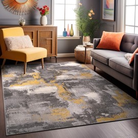 Rugshop Brighton Modern Abstract Stain Resistant Soft Area Rug 7'10" x 10' Yellow