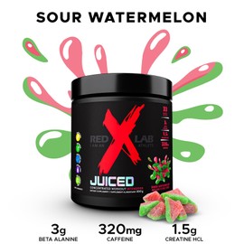 Red X Lab Juiced, Pre-Workout Powder, Pumps & Strength, Hyper Concentrate, L-Citrulline, Beta Alanine, For Men & Women, 33 Servings (Sour Watermelon, 200g)