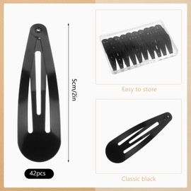 42 Pcs Black Metal Snap Hair Clips, 2 Inch Hair Barrettes Hair Accessories for Women Girls