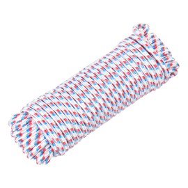 Rebower 3/8" 98ft Diamond Braided Ropes White Nylon Rope Polypropylene Flag Pole Cord Utility String,[for Camping and Hiking, Indoor and Outdoor Use]