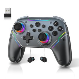 EJGAME Wireless Controller Compatible with Switch/Switch 2/Windows PC/Steam Deck/Android, Switch Pro Controller with Hall Effect Joysticks and Triggers,with USB Bluetooth Adapter for PC (Black)