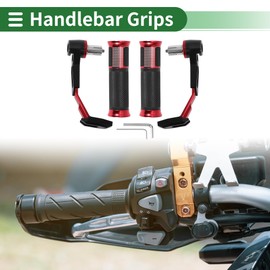 Partuto 7/8" 22mm 15/16" 24mm Motorcycle Hand Grips Cover Kit Aluminum Alloy Rubber Handlebar Grips Red