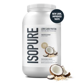 Isopure Low Carb 100% Pure Whey Isolate Protein Powder, Lactose Free, Gluten Free, With Vitamins, Toasted Coconut, 25g Protein Per Serving, 3 Lbs, 42 Servings (Packaging May Vary)