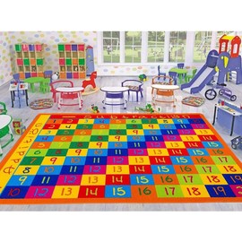 champion rugs Kids/Baby Room/Daycare/Classroom/Playroom Math Numbers Chart Addition Subtraction Multiplication Division Educational Fun Sit Spot Area Rug Bright Colorful (5 Feet X 8 Feet)