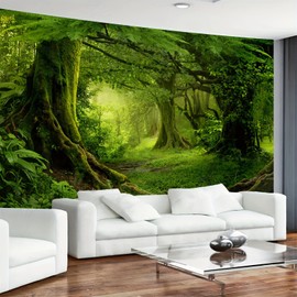 Arsey Tapestry Forest Wall Towel Tree Wall Rug Tapestry Mist Wall Hanging Grass Nature Landscape Tapestries Wall Towel Boho Decoration Bedroom Green Extra Large 300 x 180 cm