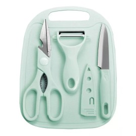 Importeek Kit Utensilios Cuchillo Tijeras Pelapapas Tabla Picar Cocina