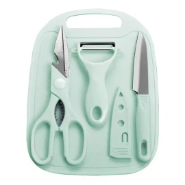 Importeek Kit Utensilios Cuchillo Tijeras Pelapapas Tabla Picar Cocina