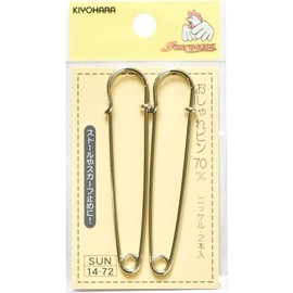 KIYOHARA sankokko- Fashionable Pins, 2 Pieces for 70 mm, Nickel sun14 – 72 