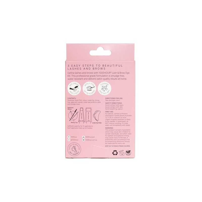1000 Hour Eyelash Brow DyeTint Kit Permanent Mascara (Black)