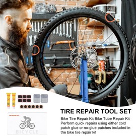 Bike Tire Patch Kit | Pre-Glued Patch Puncture Repair Kit,Glueless Tyre Tool Set for Mountain Men Women Removal Changing Portable Road Cycling Outdoor Adventures