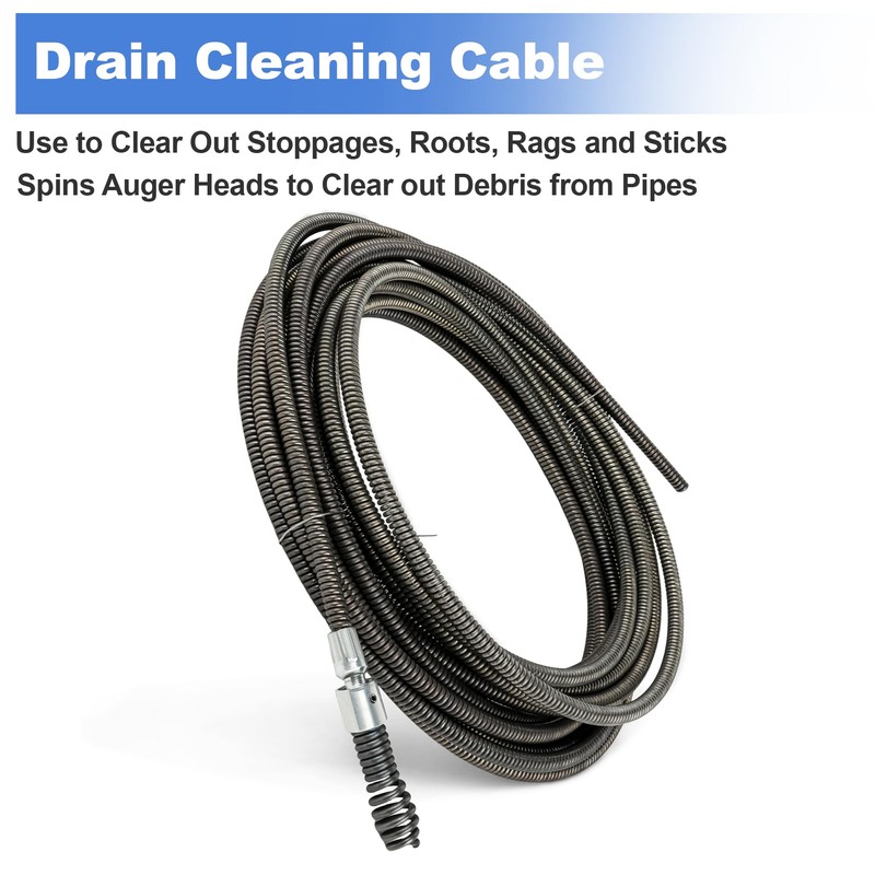 Drain Cleaning Cable, 5/16 In. x 25 ft.Replace 62235,Compatible with