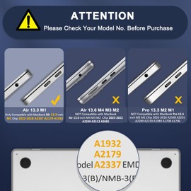 MOSISO Compatible with MacBook Air 13 inch Case 2022 2021 2020 2019 2018 Release A2337 M1 A2179 A1932 Touch ID, Plastic Hard Shell Cover&Keyboard Cover for MacBook Air 13.3 inch Case, Black